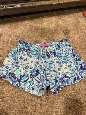 Lilly Pulitzer Blue Floral Women's Drawstring Shorts